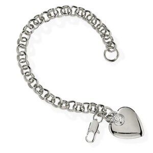 Park Lane "Cherish" Heart Add a Charm Starter Bracelet Silver Tone Rolo Chain